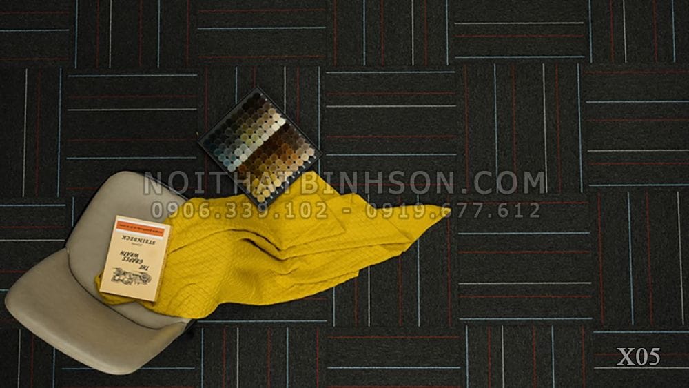 Thảm gạch X05 màu đen - phối cảnh