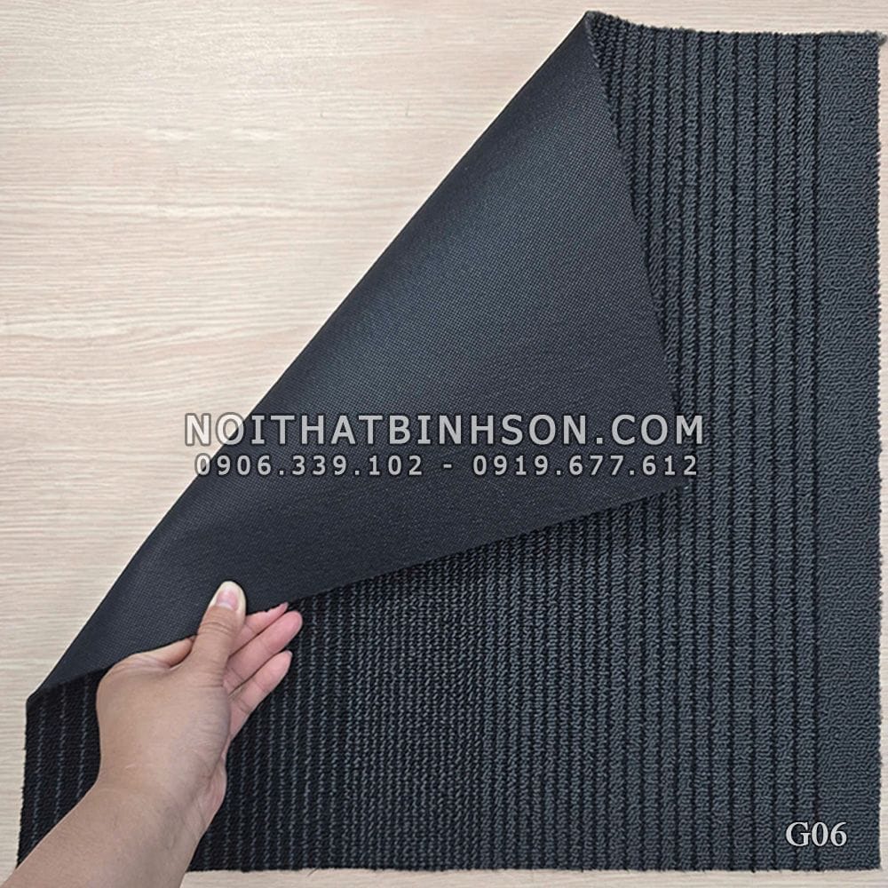 Thảm trải sàn G06 màu xám sọc kẻ đen - 2