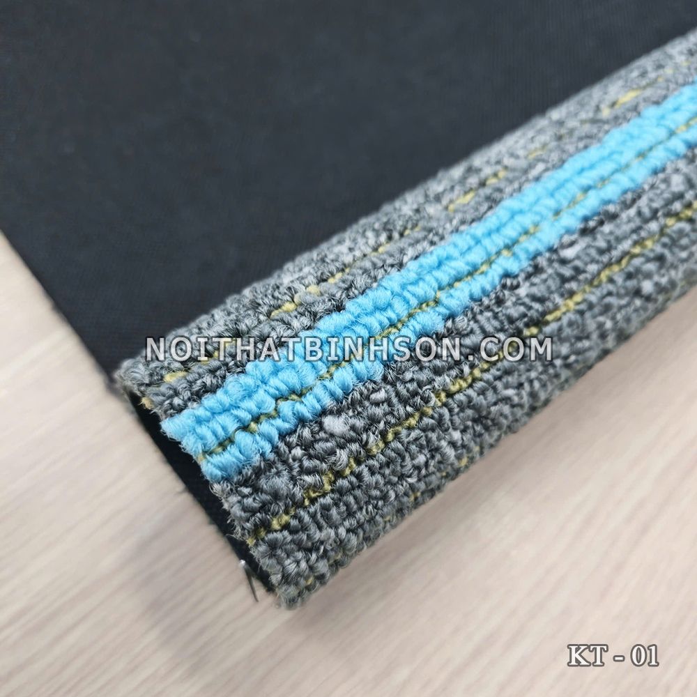Thảm trải sàn KT01 màu xá, sọc kẻ xanh biển - 01