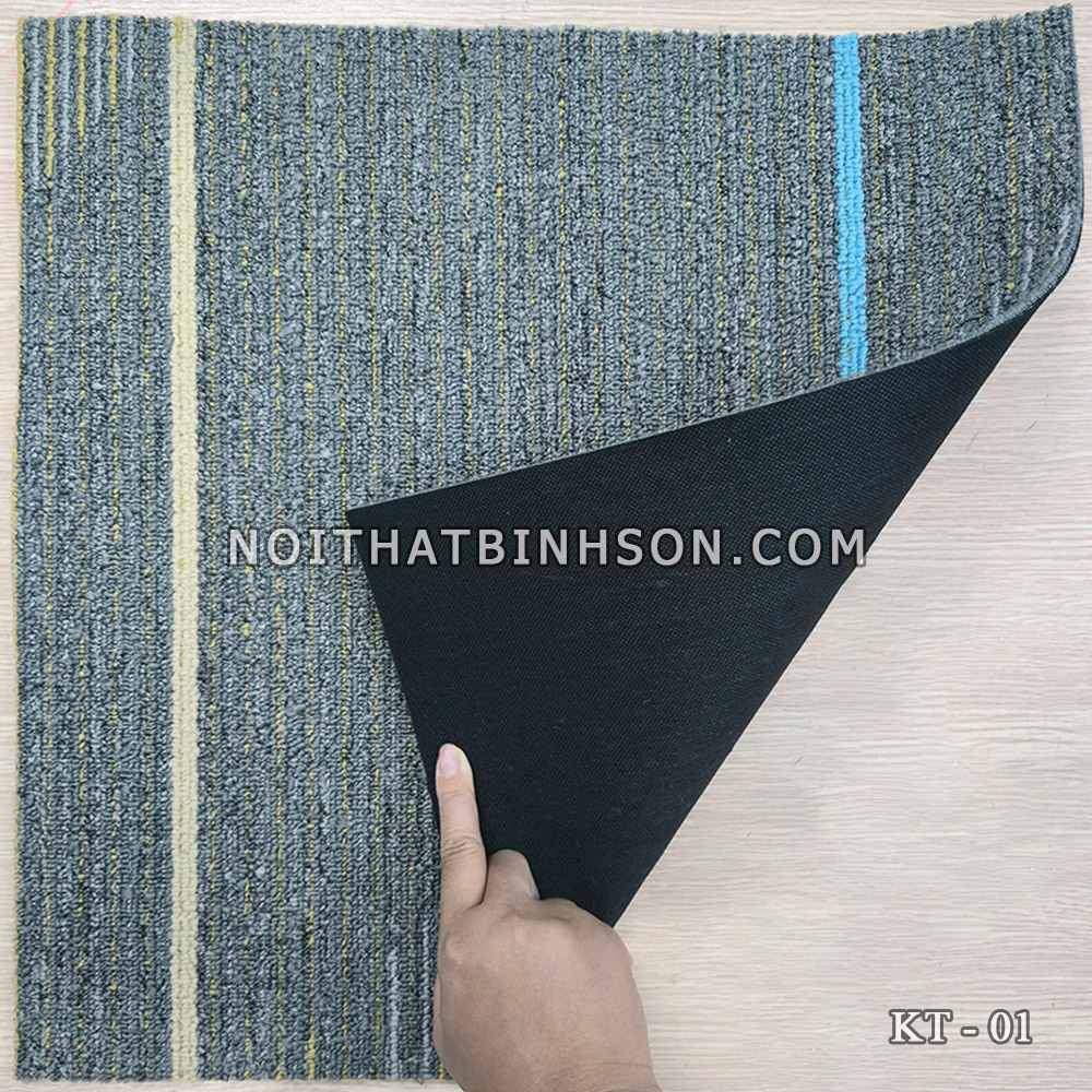Thảm trải sàn KT01 màu xá, sọc kẻ xanh biển - 2