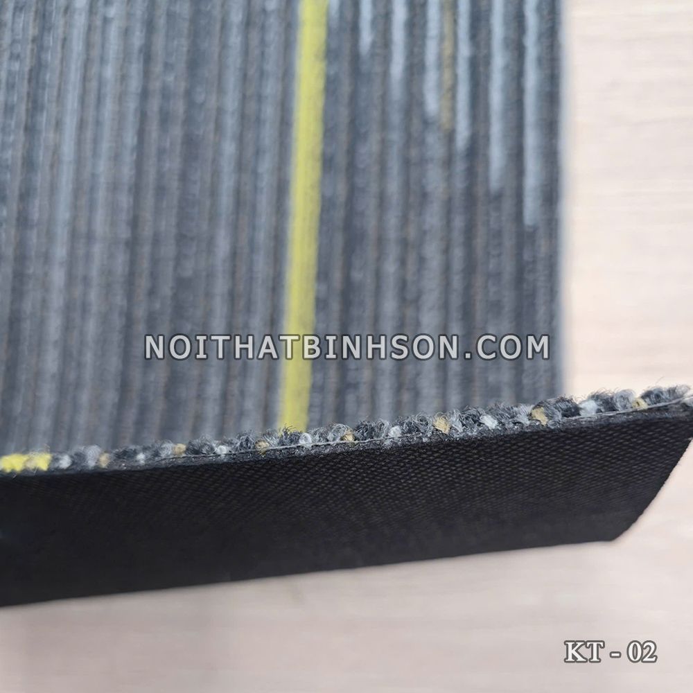 Thảm trải sàn KT02 màu xám lông chuột sọc kẻ vàng, trắng - 4
