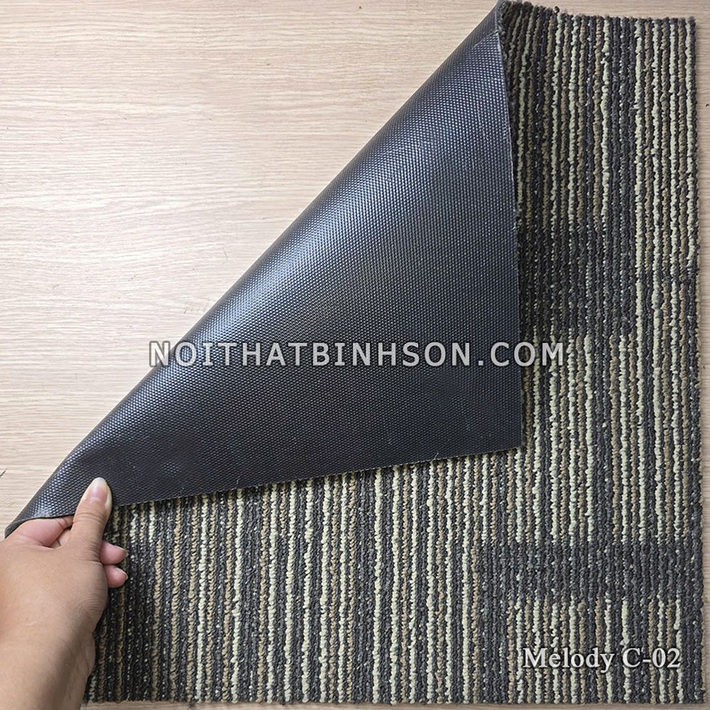 Thảm trải sàn Melody C-02 màu xanh lam sọc kẻ nâu - 3
