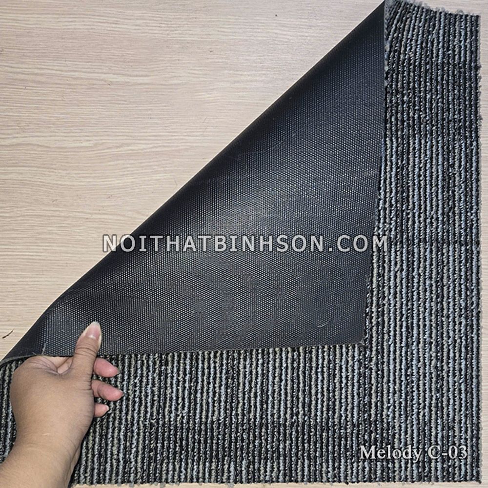 Thảm trải sàn Melody C-03 màu xanh biển sôc kẻ xanh lam-3