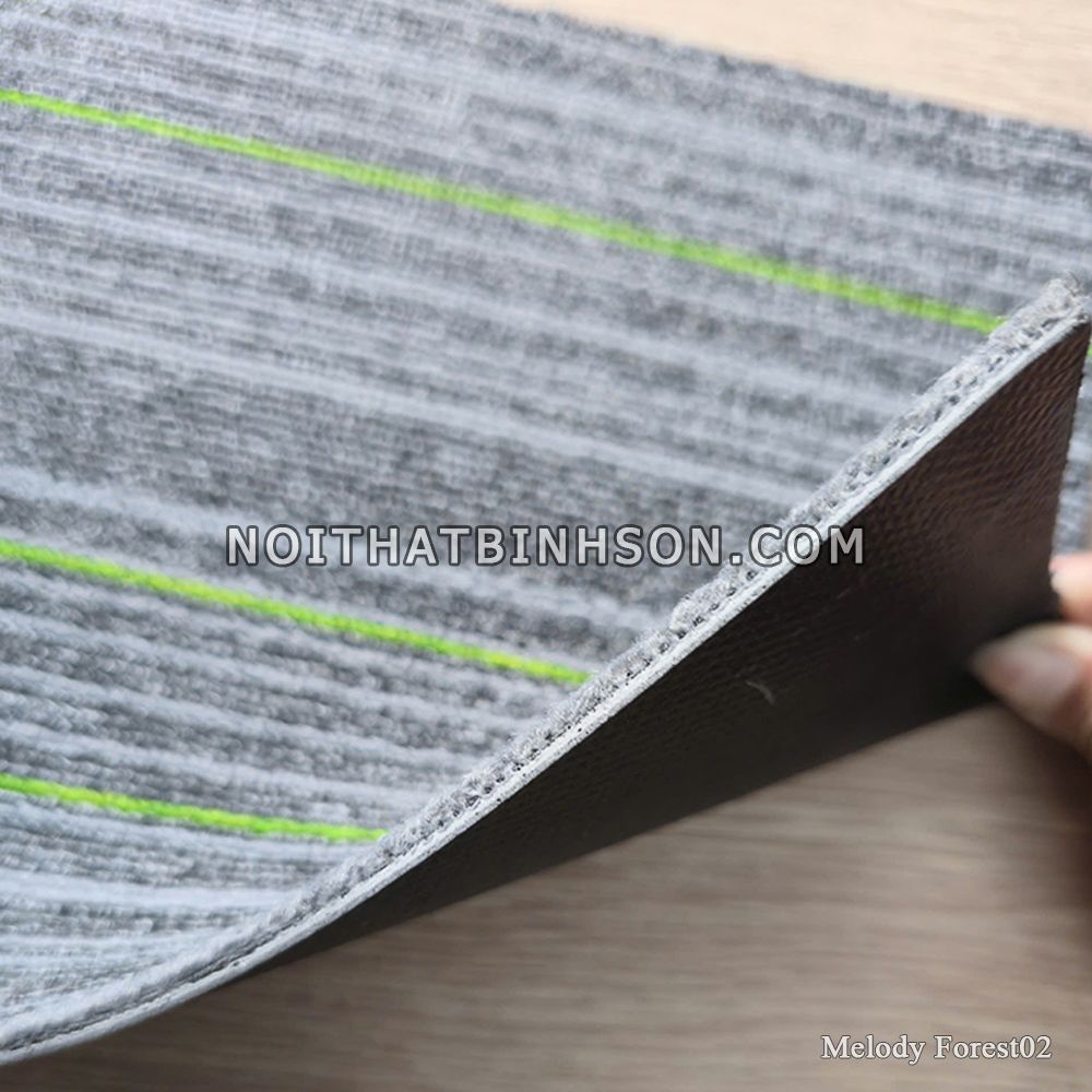 Thảm trải sàn Melody Forest02 màu xám sọc kẻ xanh lá - 4