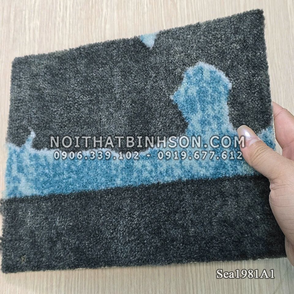 Thảm trải sàn Sea1981A1 màu xám loang xanh dương trắng - 4