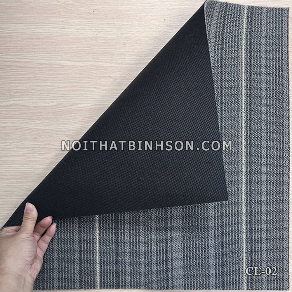 Thảm trải sàn CL-02 màu xám sọc kẻ đen - 3