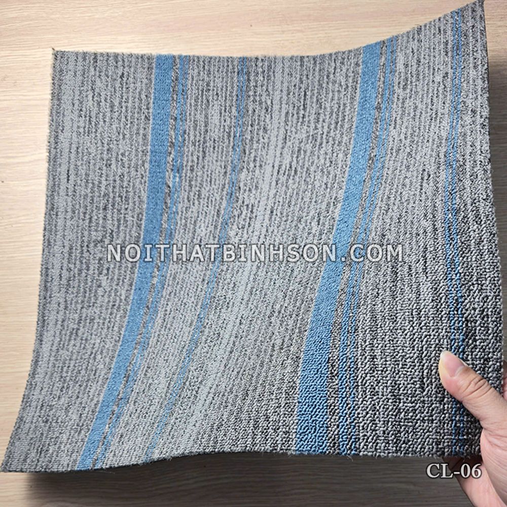 Thảm trải sàn CL-06 màu xám sọc kẻ xanh dương - 5
