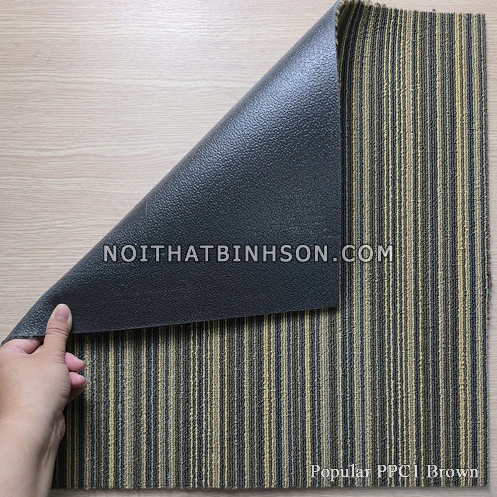 Thảm trải sàn Popular PPC1 màu nâu đậm sọc kẻ be- 3