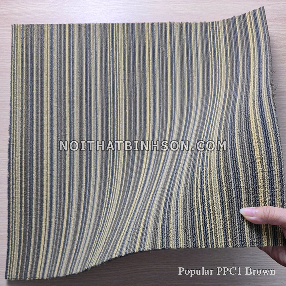 Thảm trải sàn Popular PPC1 màu nâu đậm sọc kẻ be- 5