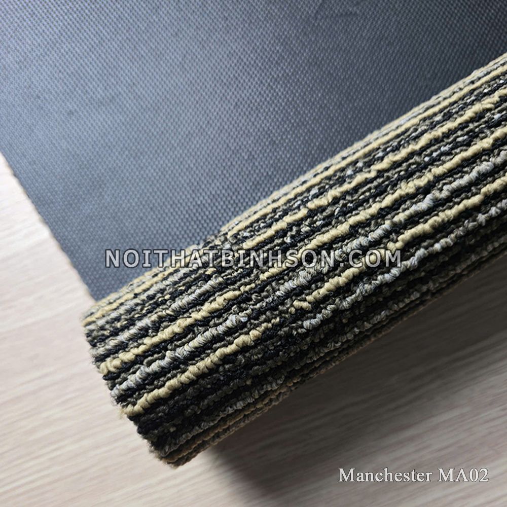 Thảm trải sàn manchester MA02 màu vàng sọc kẻ trắng -1