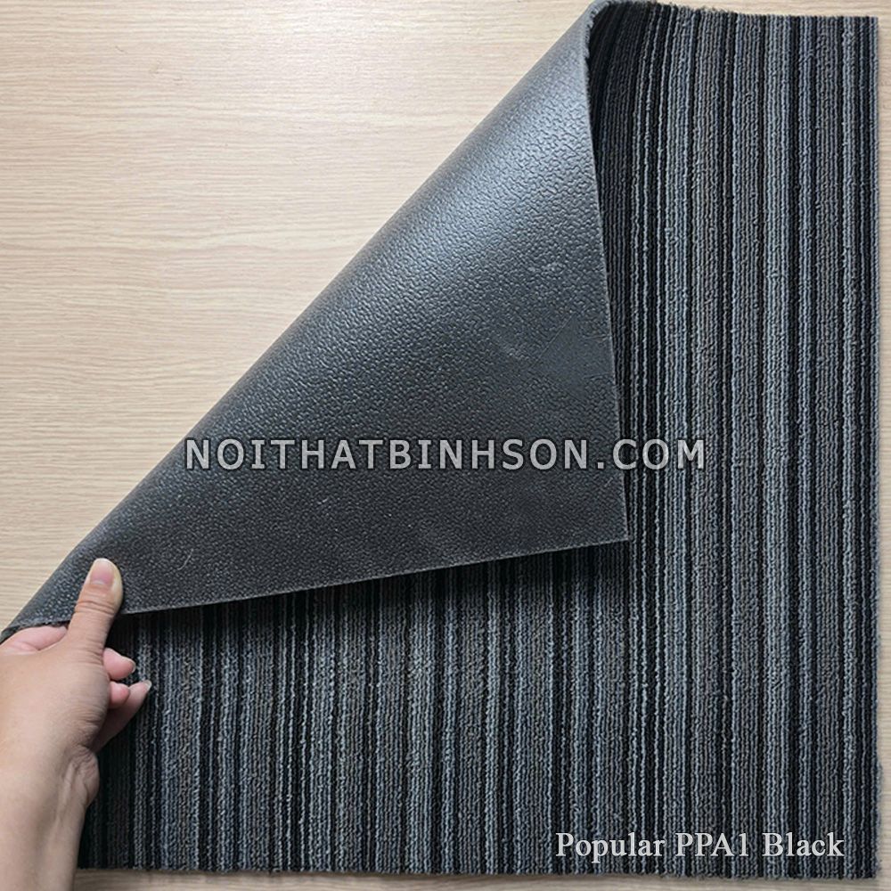 Thảm trải sàn popular PPA1 màu xám sọc kẻ đen-3