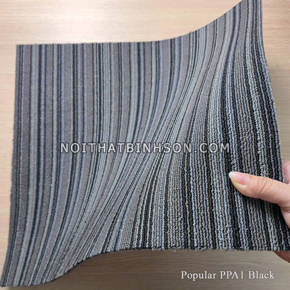 Thảm trải sàn popular PPA1 màu xám sọc kẻ đen-5